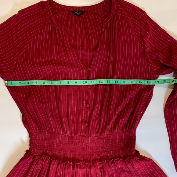 Rails Red Metallic Stripe Smocked Tiered Dress Small Festive Holiday Party - Picture 12 of 15